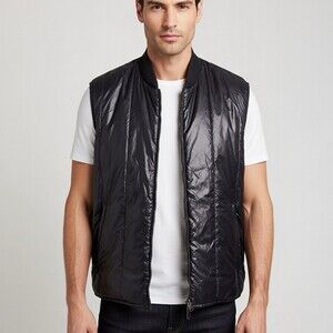 Kenneth Cole New York Men's Quilted Puffer Vest Black Full Zip Size L